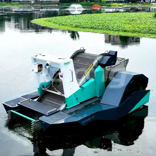海洋清掃ロボット、雑草除去付き水面清掃船