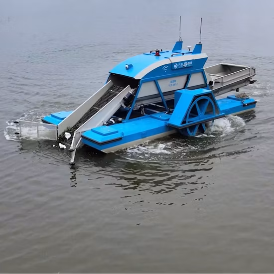 海洋清掃ロボット、雑草除去付き水面清掃船